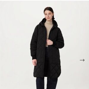 SOLD - The Skyline Maxi Hooded Coat in Rosin. Black. Medium.